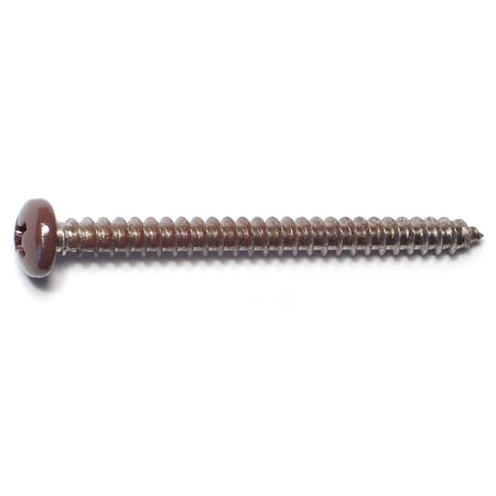 Midwest Fastener Sheet Metal Screw, #8 x 2 in, Painted 18-8 Stainless Steel Pan Head Phillips Drive, 100 PK 09112